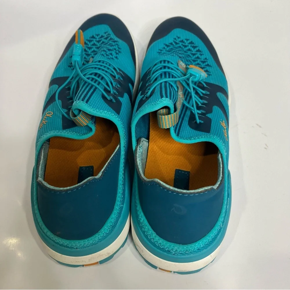 Olukai miki trainer sneakers teal casual women’s‎ size 8 bright slides